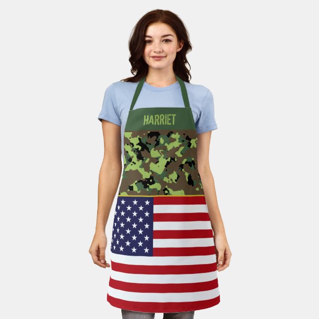 USA Flag Green Camouflage Custom Schürze (Getragen)
