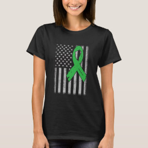 Usa Flag Green Family Ribbon Nierenerkrankung Awar T-Shirt