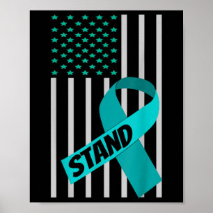 USA Flag Green Ribbon Shirt Mental Health Awards Poster