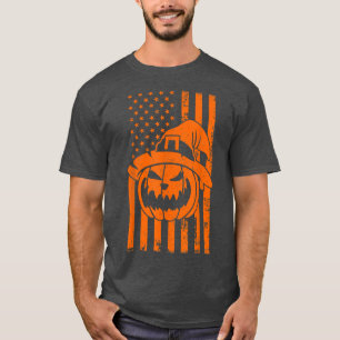 Usa Flag Halloween Pumpkin Patriotism Vereinigter T-Shirt