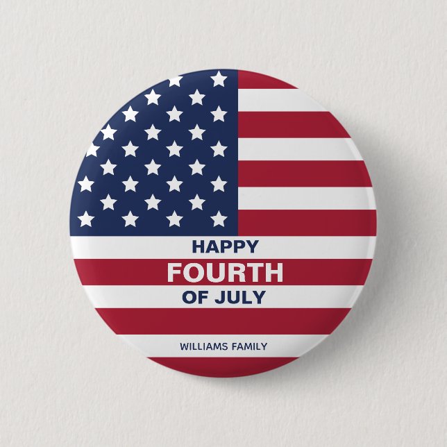USA Flag Happy Amerikanische Unabhängigkeitstag Be Button (Vorderseite)