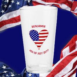 USA Flag Heart Funky Personalisiert Glas