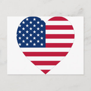 USA Flag Heart Postkarte