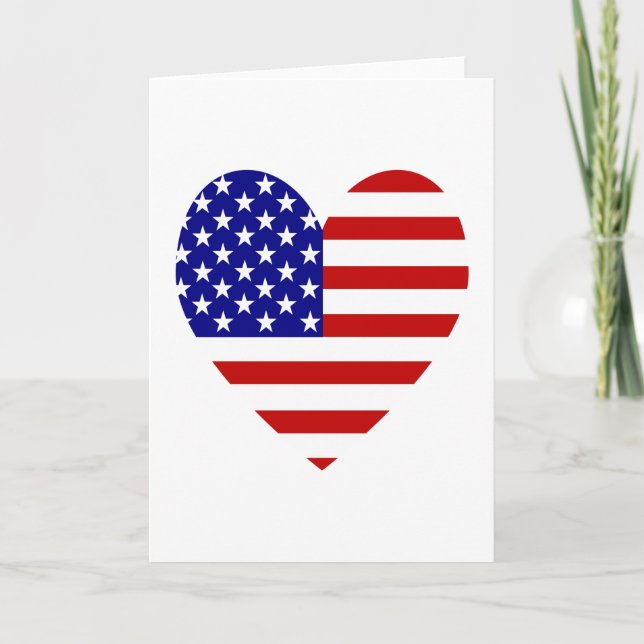 USA Flag Heart Valentine Feiertagskarte (Vorderseite)