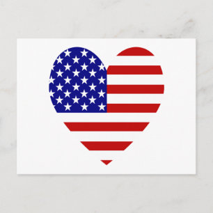 USA Flag Heart Valentine Feiertagspostkarte
