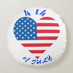 Usa Flag Herz 4. Juli Keuchkissen Rundes Kissen