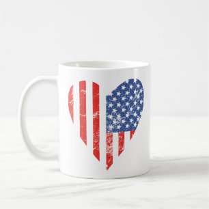 USA Flag Herz: I Liebe America Patriotic 4. Juli Kaffeetasse