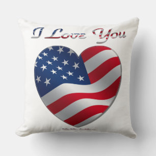 USA Flag Herz I Liebe You Kissen