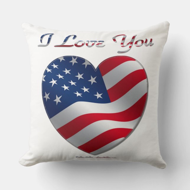 USA Flag Herz I Liebe You Kissen (Vorderseite)