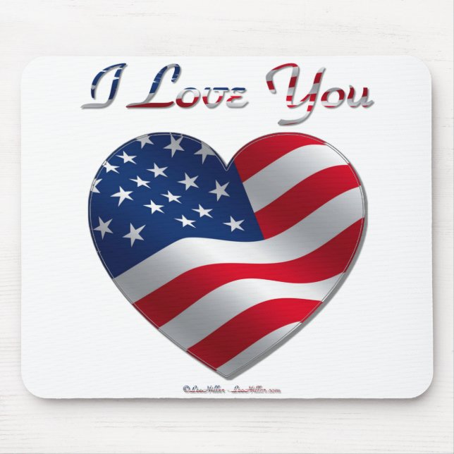 USA Flag Herz I Liebe You Mousepad (Vorne)