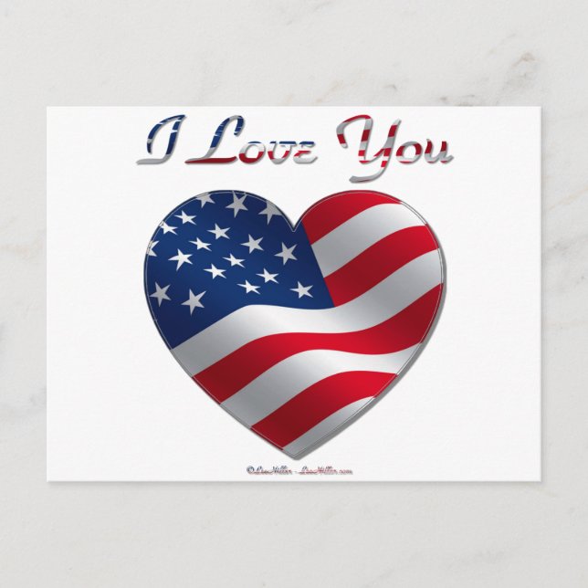 USA Flag Herz I Liebe You Postkarte (Vorderseite)