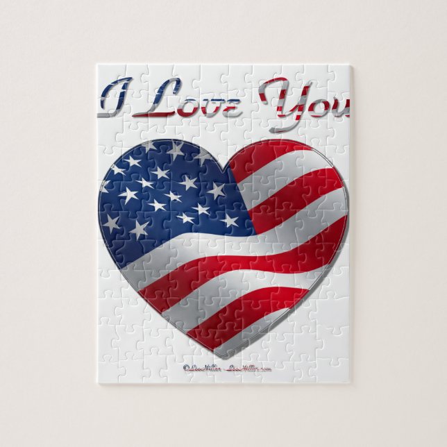USA Flag Herz I Liebe You Puzzle (Vertikal)
