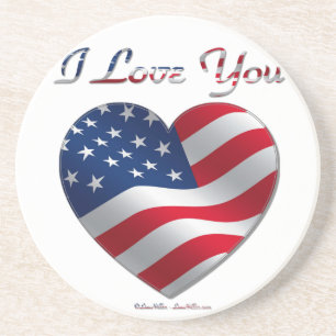USA Flag Herz I Liebe You Untersetzer