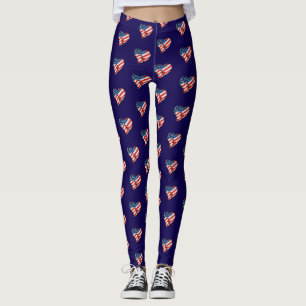 USA Flag Herz Patriotic Leggings