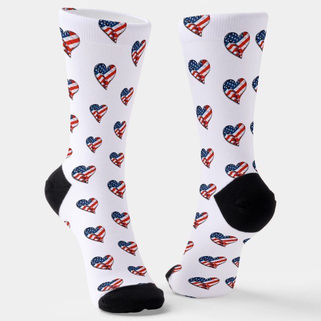 USA Flag Herz Patriotic Socken (Gewinkelt)
