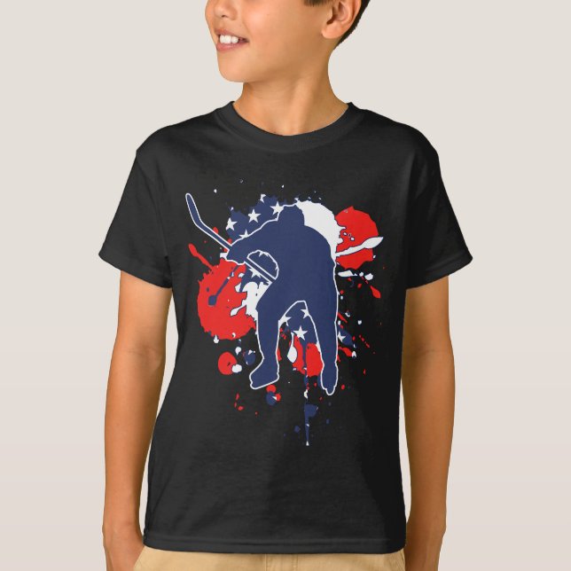 USA Flag Hockey Player - American Ice Hockey T-Shirt (Vorderseite)