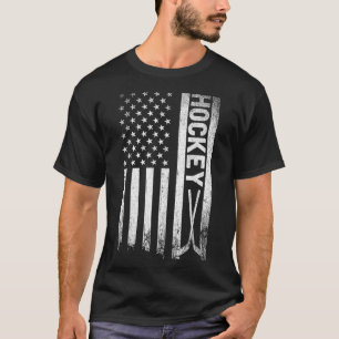 USA Flag Hockey Stick Patriotic Goalie Gift Ice Ho T-Shirt