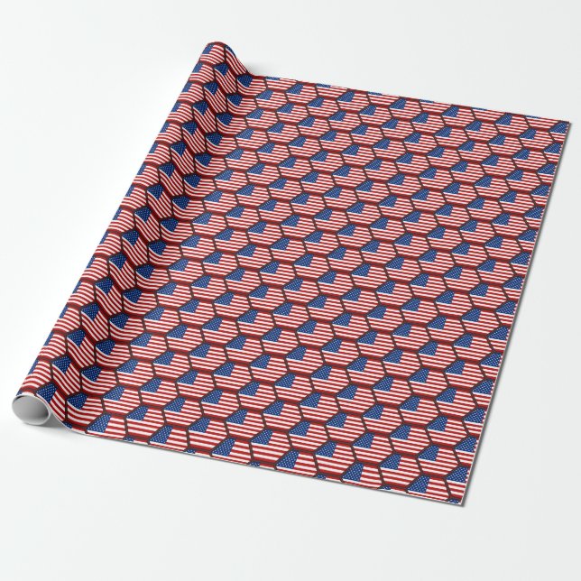 USA Flag Honeycomb Wrapping Paper Geschenkpapier (Ungerollt)