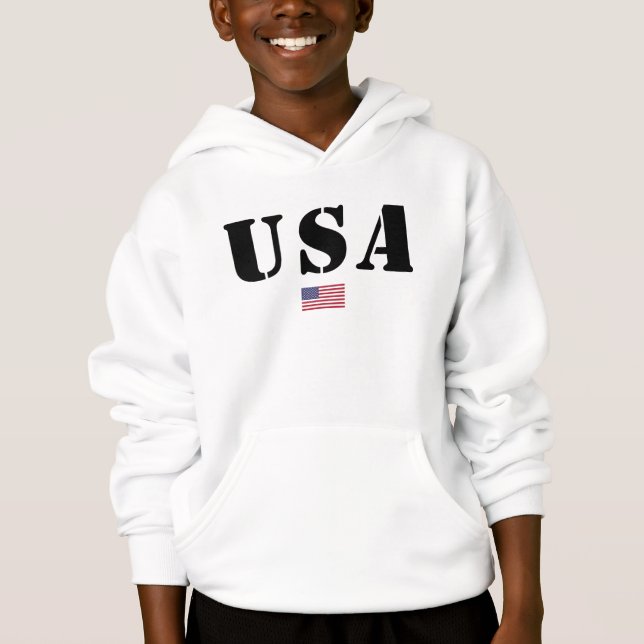 USA Flag Hoodie - Patriotic Kids American Pullover (Vorderseite)