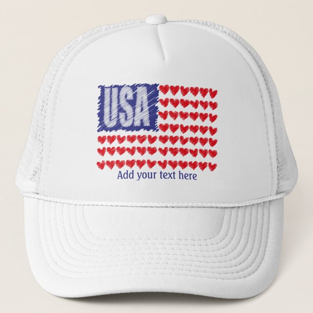 USA Flag Hört Custom Truckerkappe (Vorderseite)