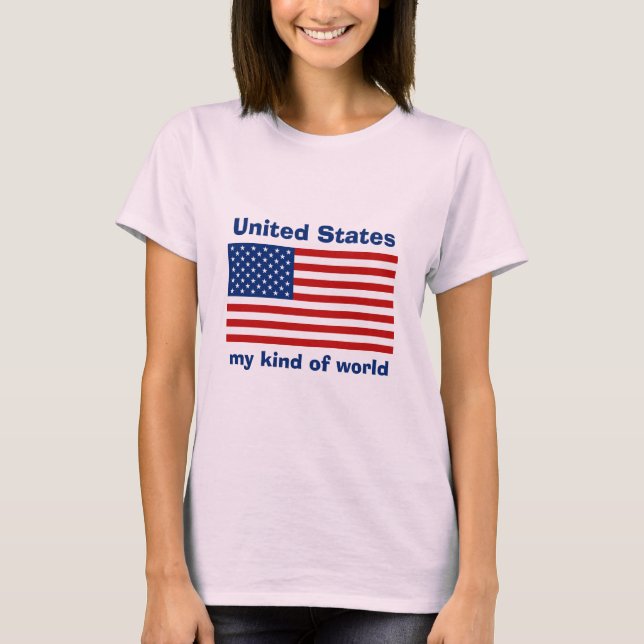 USA Flag + Karte + Text T - Shirt (Vorderseite)