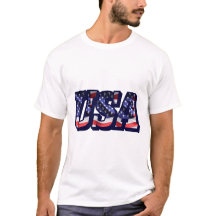USA Flag Letters, American Flag Men's Light Shirt