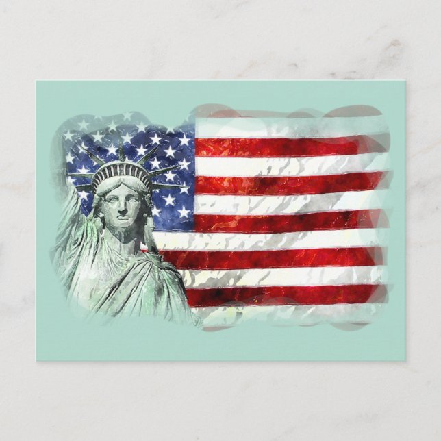 USA FLAG & LIBERTY POSTKARTE (Vorderseite)