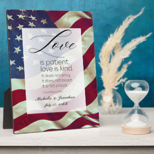 USA Flag Liebe ist Patriotische Hochzeit der Patie Fotoplatte