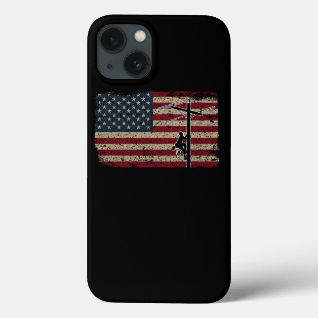 USA Flag Lineman Patriotic Electrician Gift Case-Mate iPhone Hülle (Rückseite)
