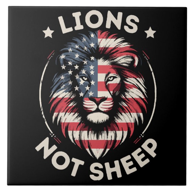 USA FLAG , LIONEN NOT SHEEP FLIESE (Vorderseite)