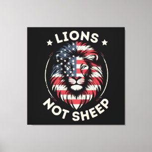 USA FLAG , LIONEN NOT SHEEP LEINWANDDRUCK