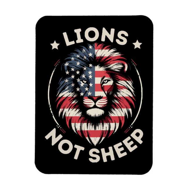 USA FLAG , LIONEN NOT SHEEP MAGNET (Vertikal)
