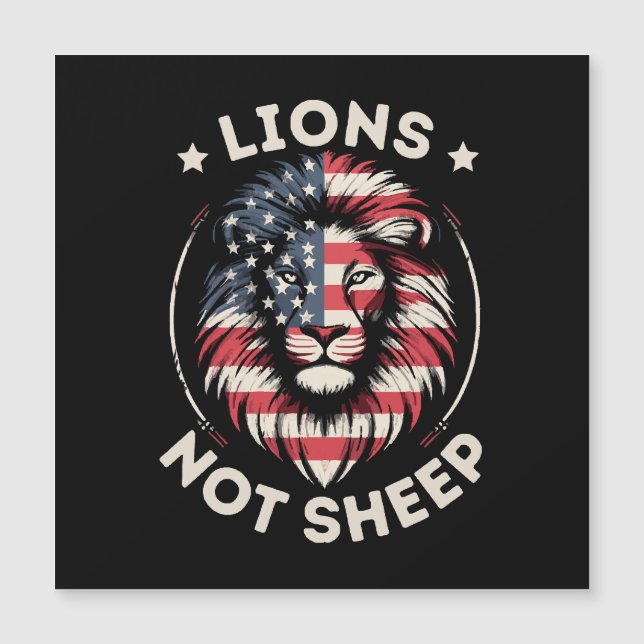 USA FLAG , LIONEN NOT SHEEP MAGNETKARTE (Vorderseite)
