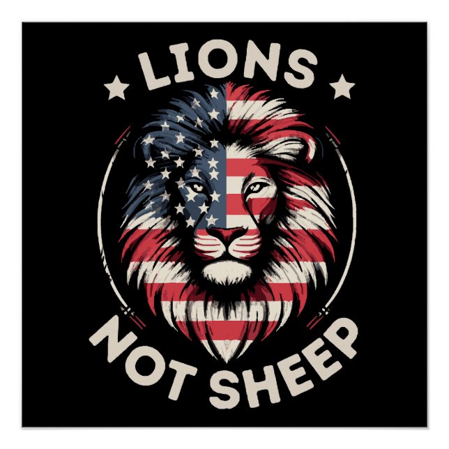 USA FLAG , LIONEN NOT SHEEP POSTER (Vorderseite)