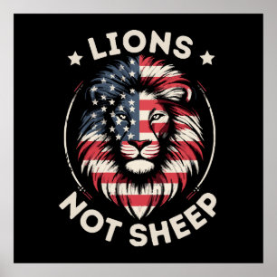 USA FLAG , LIONEN NOT SHEEP POSTER
