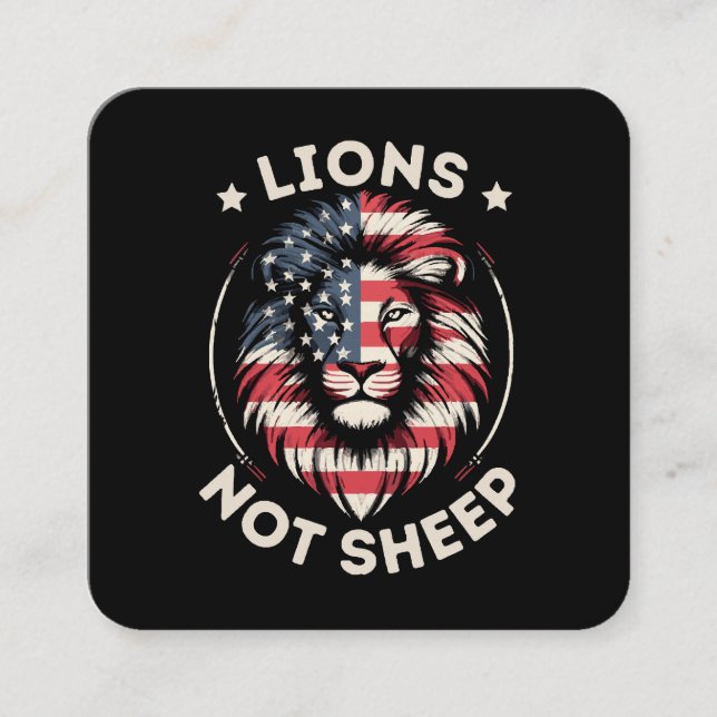 USA FLAG , LIONEN NOT SHEEP QUADRATISCHE VISITENKARTE (Vorderseite)