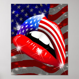 USA Flag Lipstick für Sensulips Poster