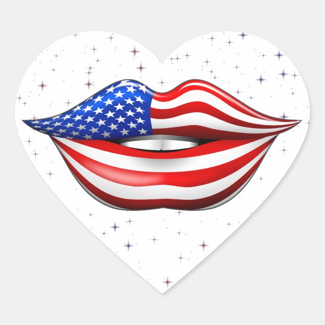 USA Flag Lipstick mit Lächeln Lips Sticker (Vorderseite)