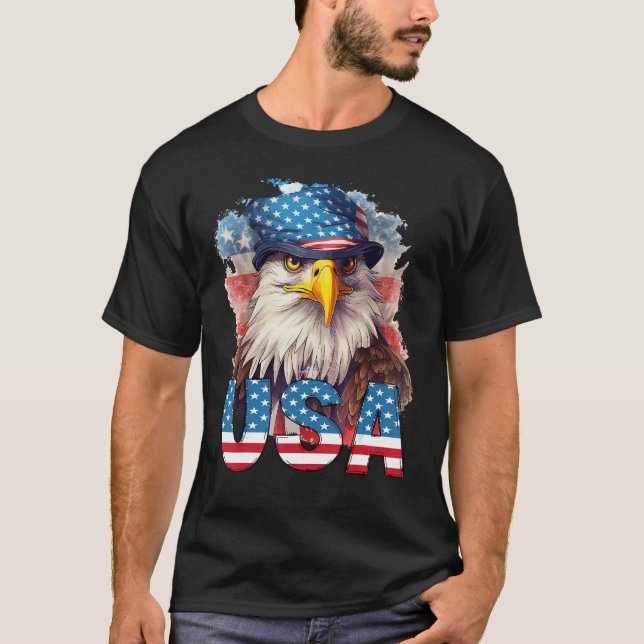 USA Flag Majestic Eagle 4. Juli Unabhängigkeit D T-Shirt (Vorderseite)