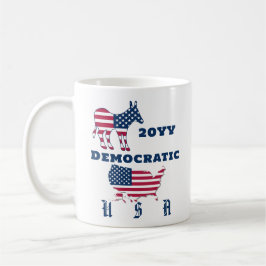 USA Flag Map Demokratisches Party Donkey Wahljahr Kaffeetasse