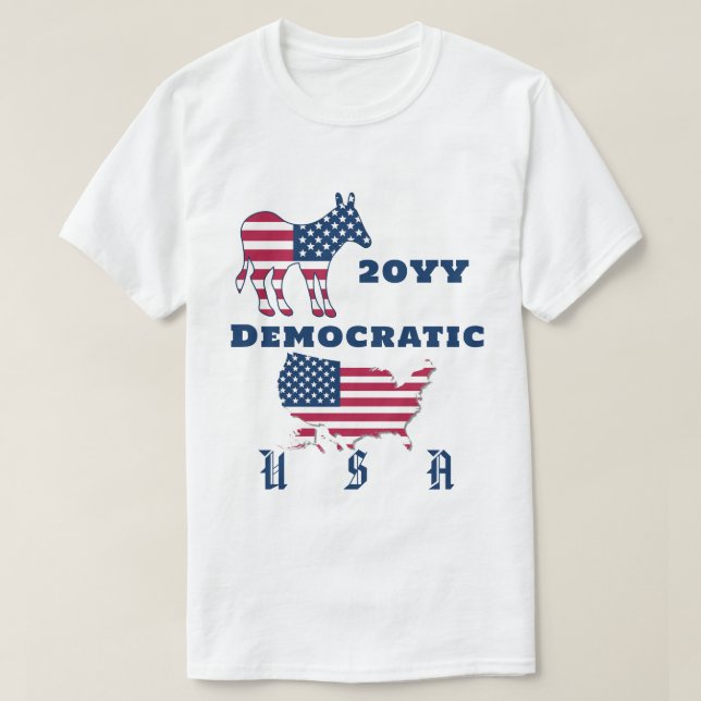 USA Flag Map Demokratisches Party Donkey Wahljahr T-Shirt (Design vorne)