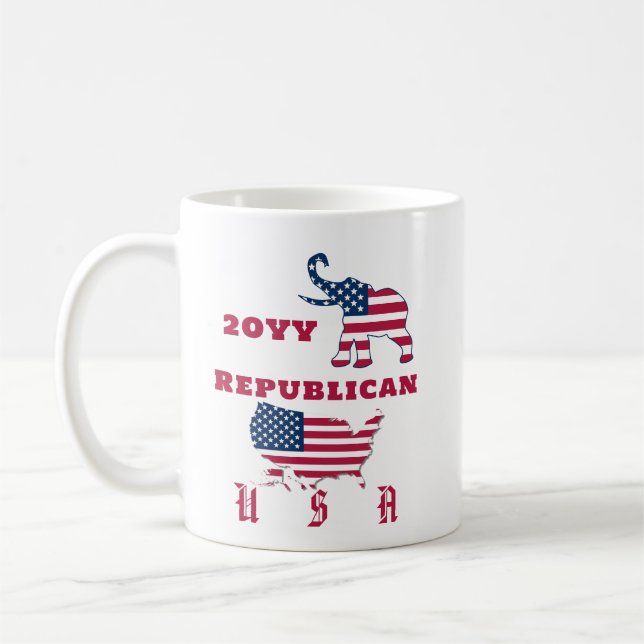 USA Flag Map Republikanisches Party Elephant Elect Kaffeetasse (Links)