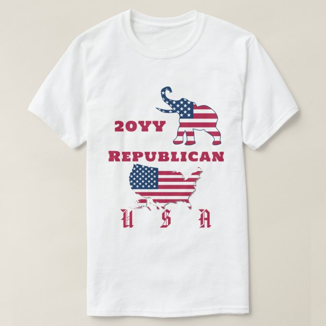 USA Flag Map Republikanisches Party Elephant Elect T-Shirt (Design vorne)