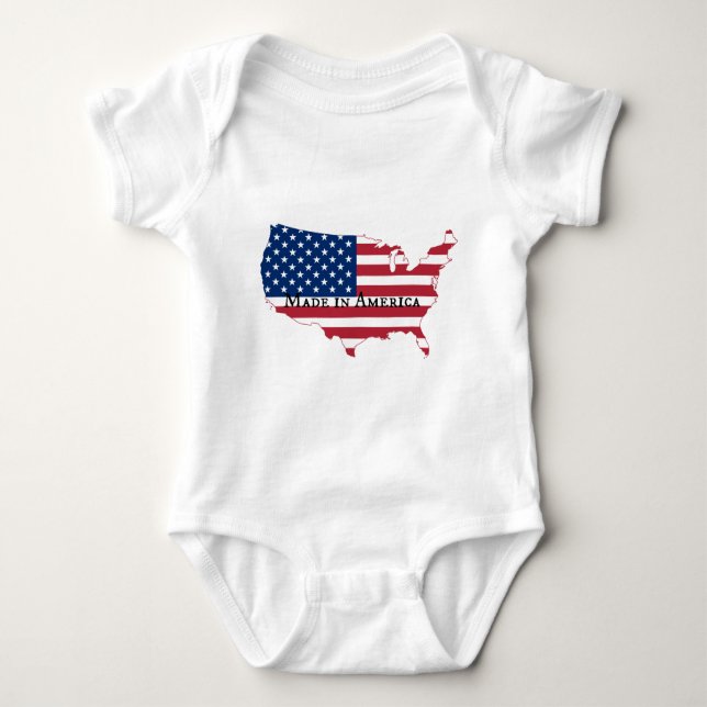 USA Flag Map Silhouette Baby Strampler (Vorderseite)