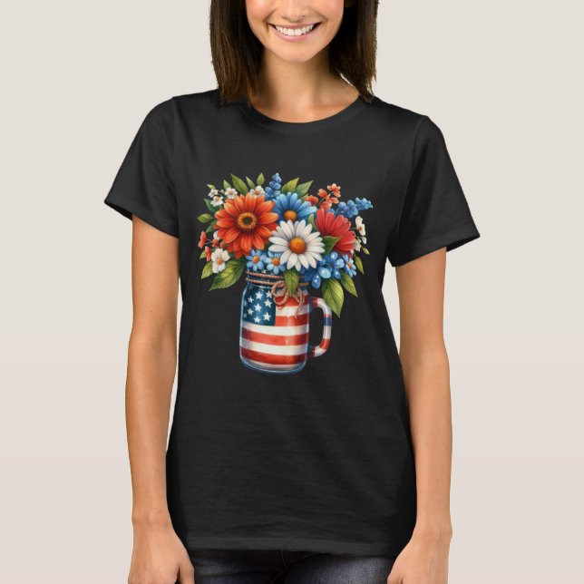 USA Flag Mason Jar Patriotic T-Shirt (Vorderseite)