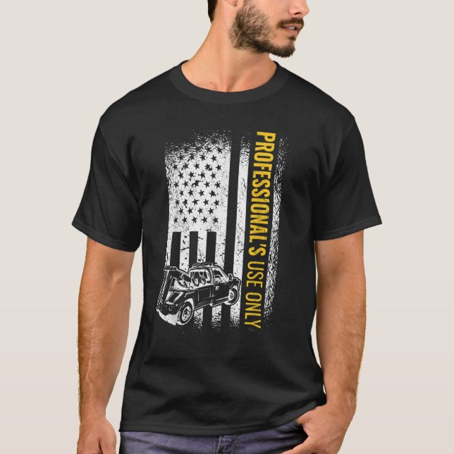 USA Flag men tow truck operator 4zh of July tow tr T-Shirt (Vorderseite)