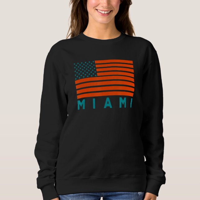 USA Flag Miami OrangeTeal-GreenBlue Miami FL Ameri Sweatshirt (Vorderseite)
