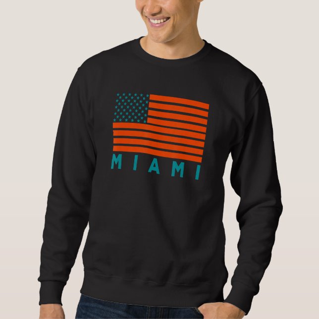 USA Flag Miami OrangeTeal-GreenBlue Miami FL Ameri Sweatshirt (Vorderseite)