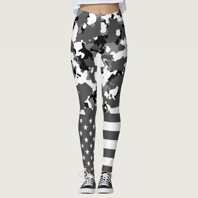 USA Flag Militärische arktische Camouflage Leggings (Vorderseite)