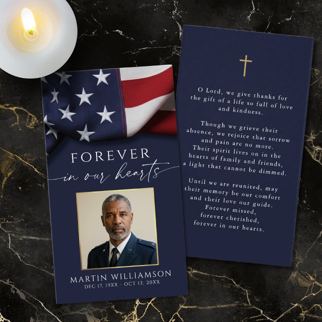 USA Flag Military Photo Cross Memorial Prayer Card (Von Creator hochgeladen)